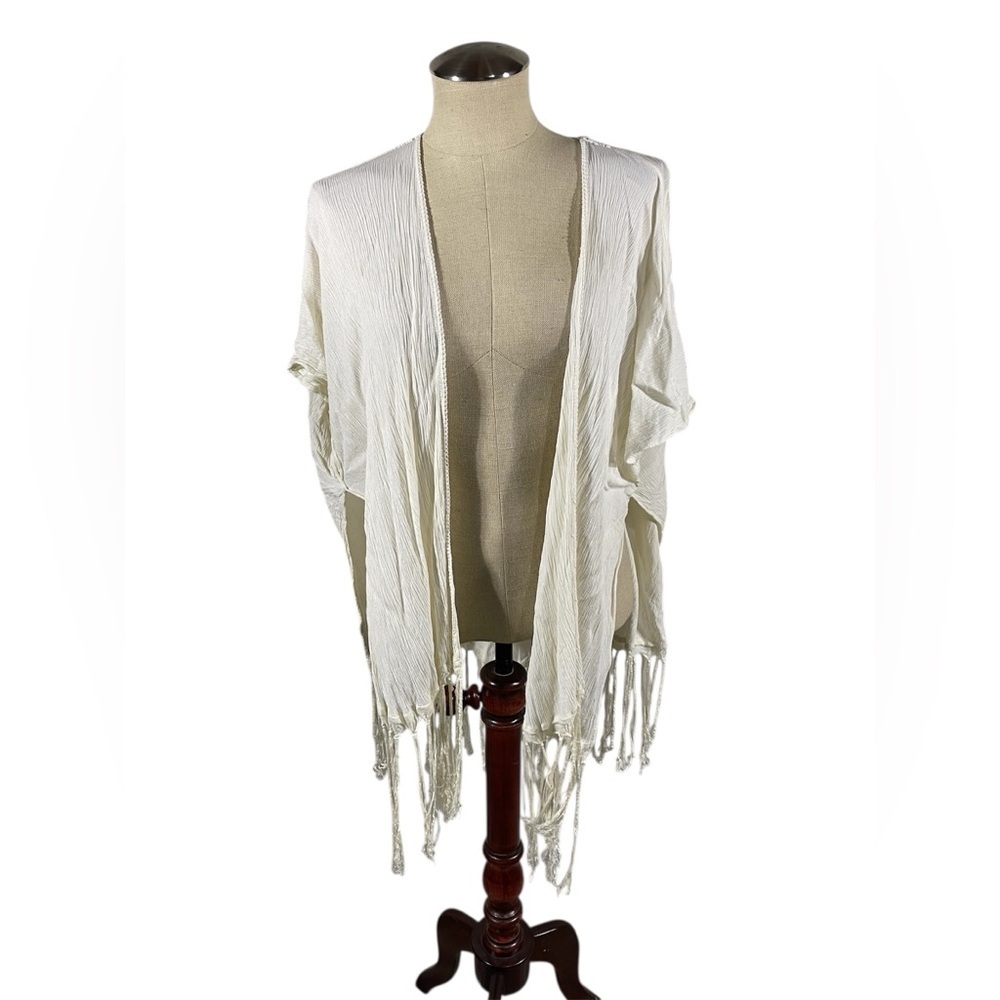 Sonoma Kaftan kimono Swim Cover Up Crochet back fringe topper one size